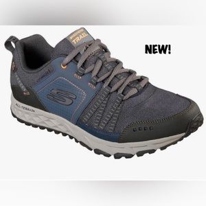 New Skechers Escape Plan Mens Sz 12 or 13 All Terrain Hiking Shoe in Navy/Orange